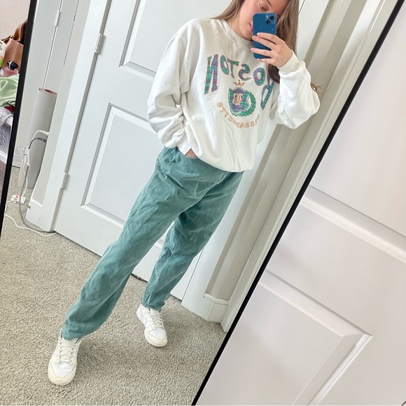 NO EXCUSES Vintage Green Mom Jeans Boyfriend sz. L - Picture 2 of 13